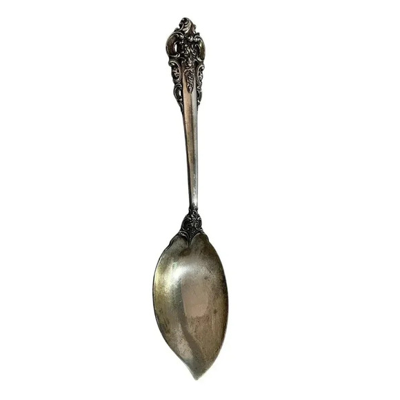 Wallace Sterling Silver Jelly Server Grande Baroque Intricate Vintage Jam Spoon - Picture 1 of 8
